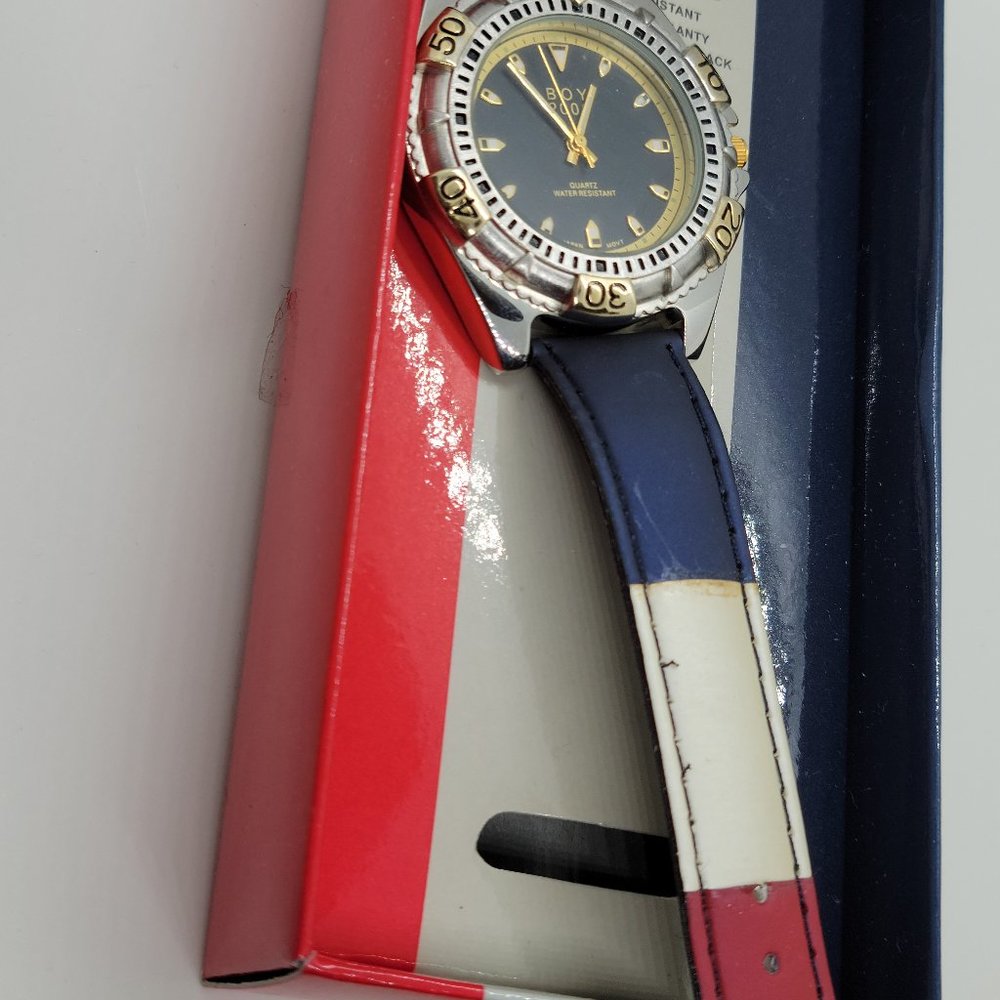 Blue White Red Patriotic Wrist Watch BOY 2000 Brand Unisex Watch and is Working